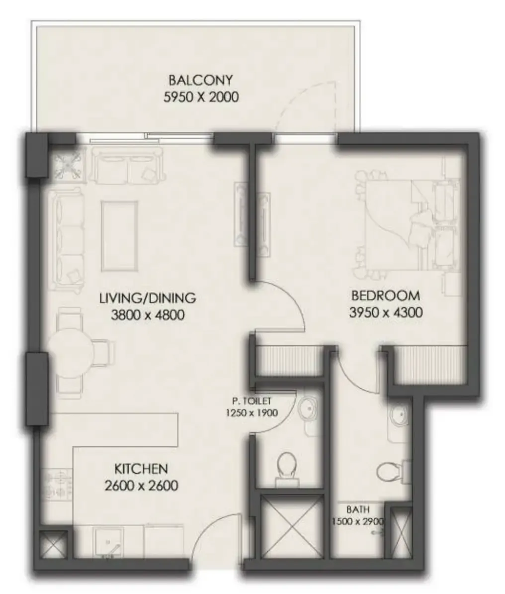 1 bedroom Apartments floor plan at Park Residency