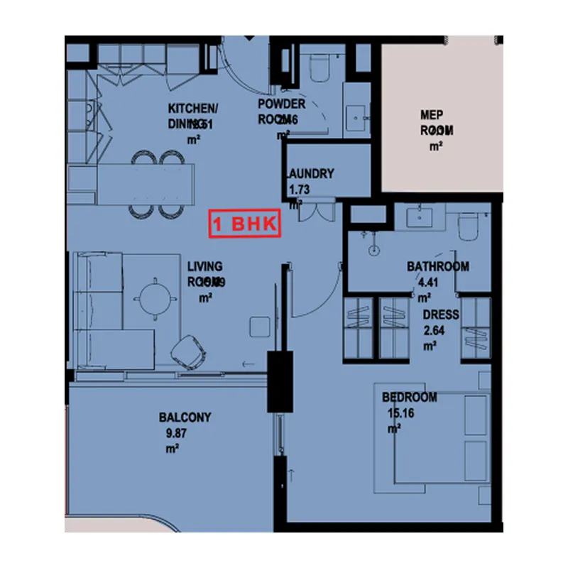 1 bedroom Apartments floor plan at Marquis Horizon