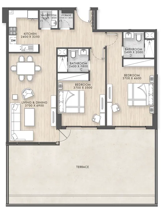 2 bedroom Apartments floor plan at Capital Horizon Terraces