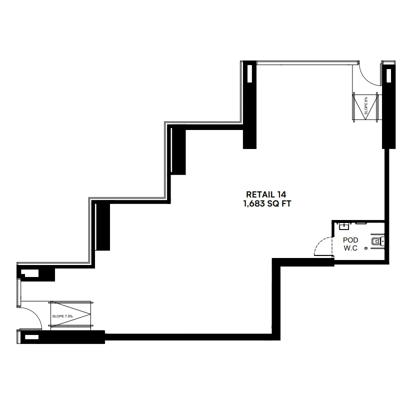  bedroom Retail floor plan at Binghatti Starfall