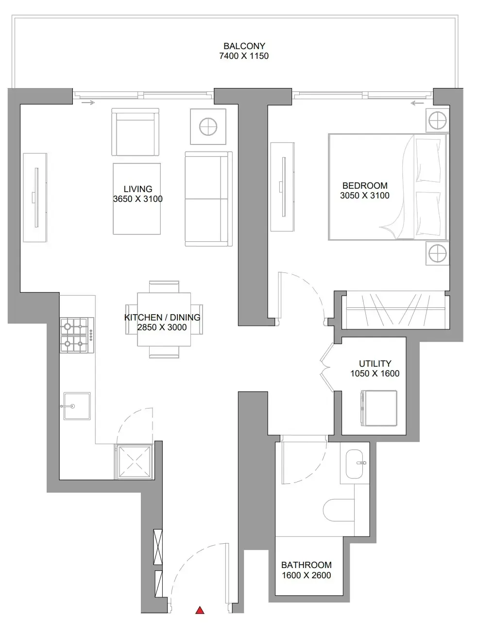 1 bedroom Apartments floor plan at The Eden at Sobha Central