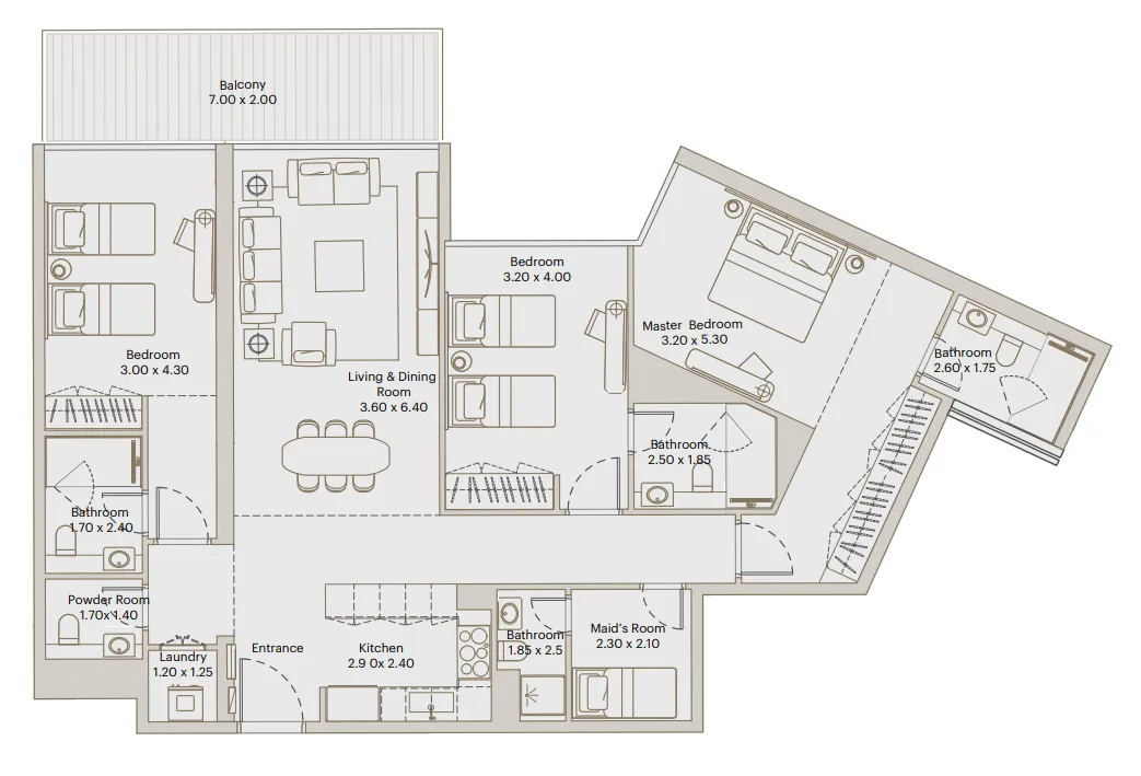 3 bedroom Apartments floor plan at Eleve