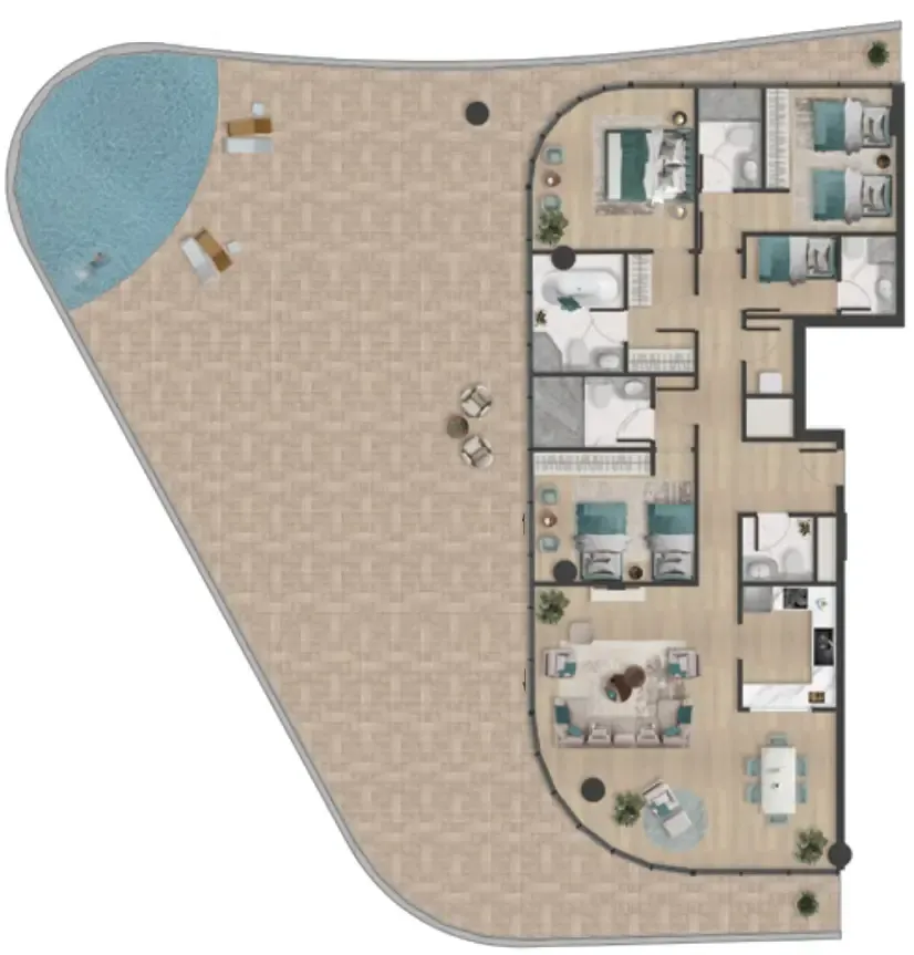 3 bedroom Apartments floor plan at Pelagia