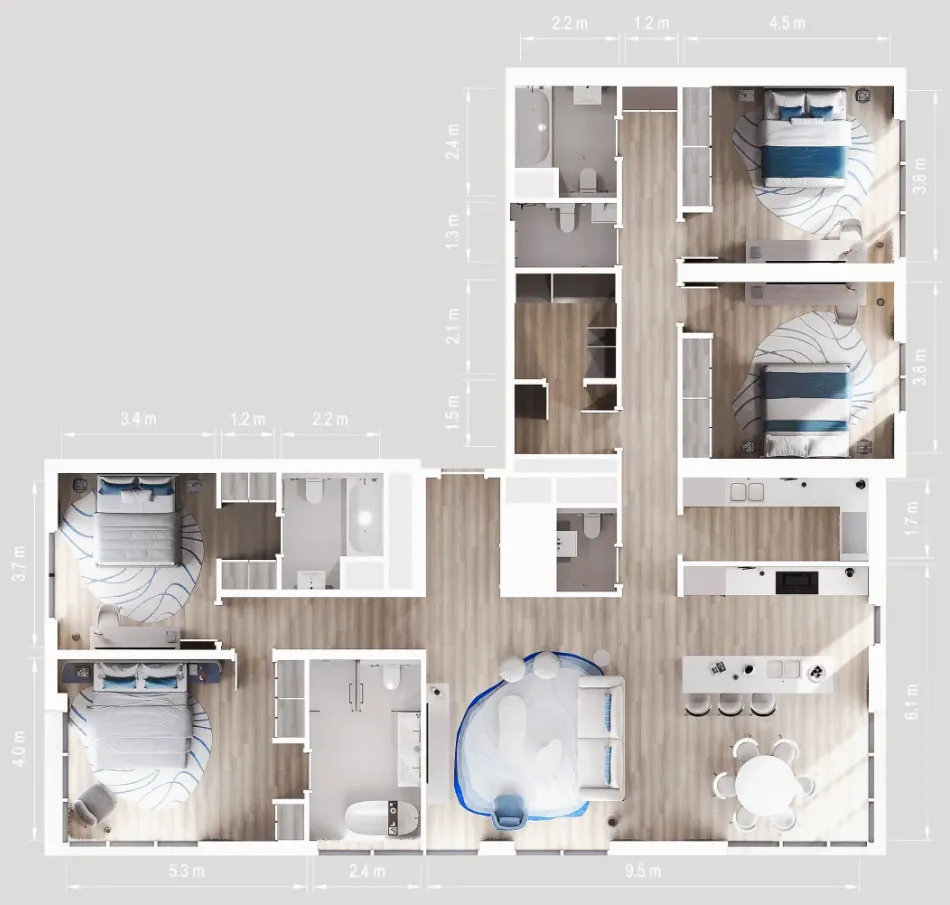 4.5 bedroom Apartments floor plan at Nikki Beach Residences