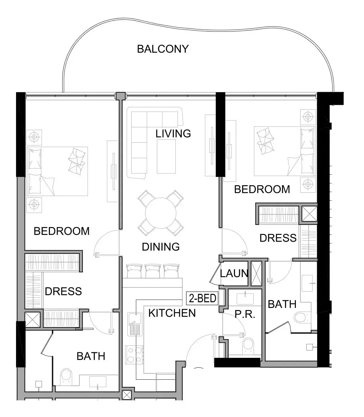 2 bedroom Apartments floor plan at Damac Lagoons Views Phase 3