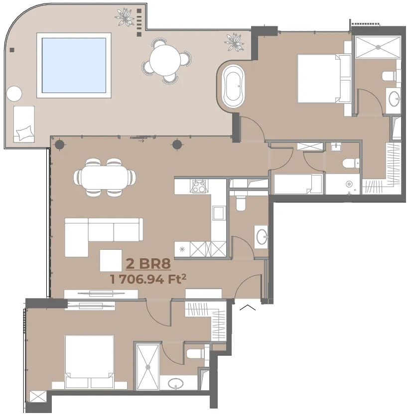 2.5 bedroom Apartments floor plan at House of WELL
