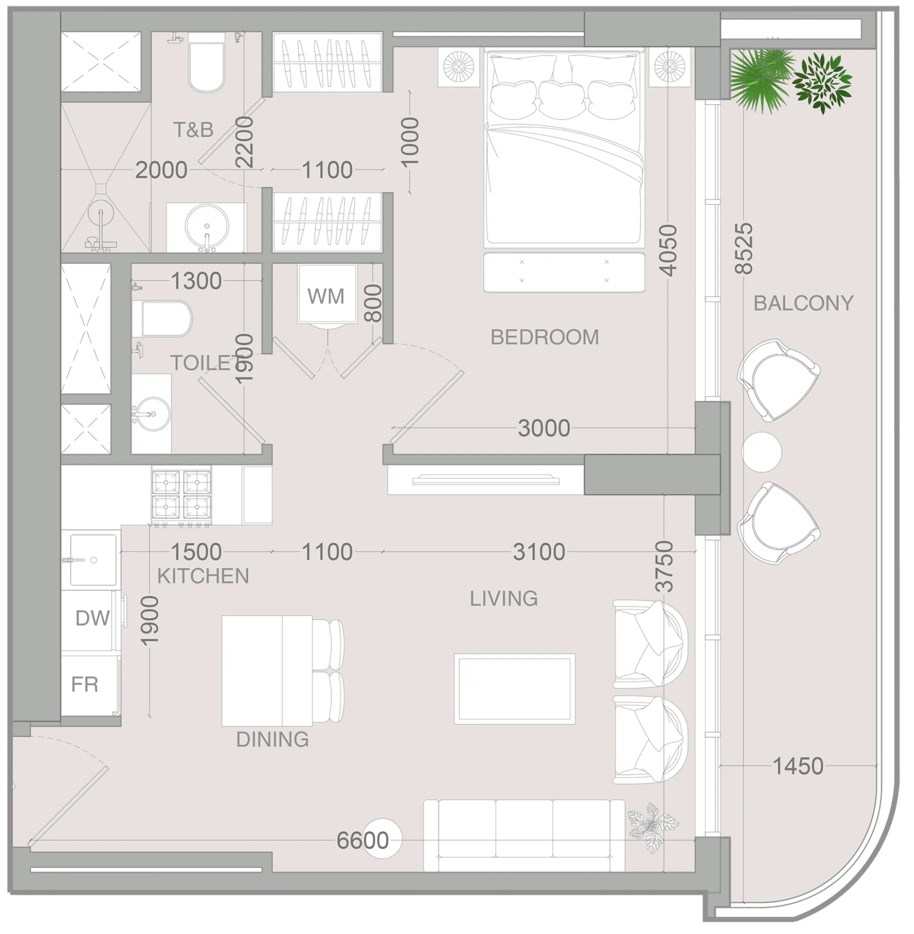 1 bedroom Apartments floor plan at ALTA V1EW