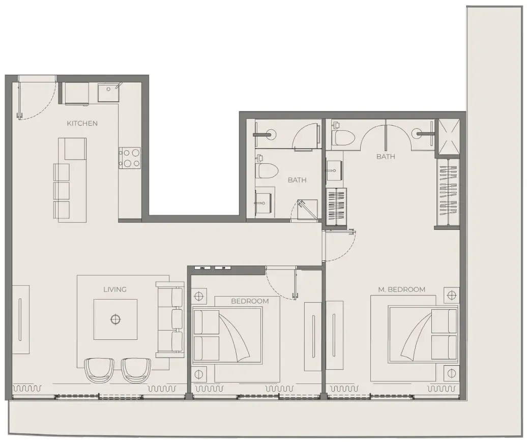 2 bedroom Apartments floor plan at Bond Enclave