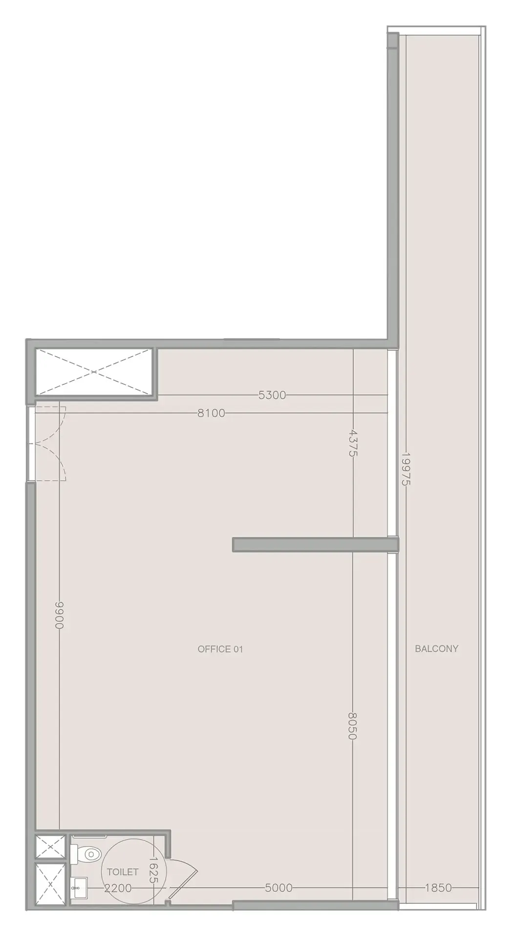  bedroom Office floor plan at 1WOOD Residence 2