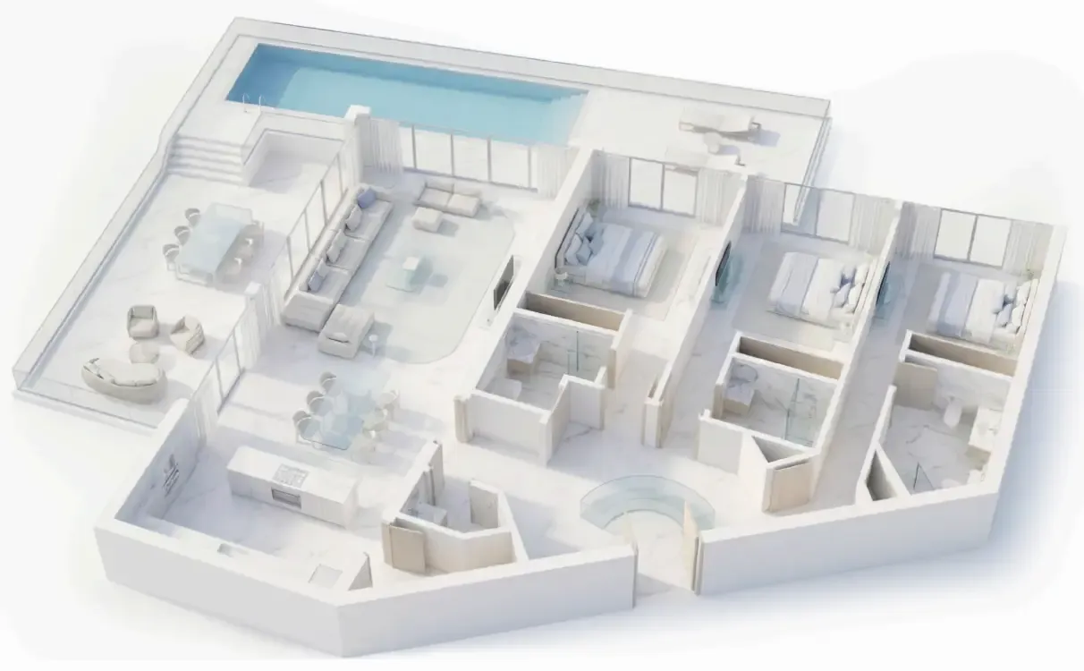 3 bedroom Penthouse floor plan at Ice Beach