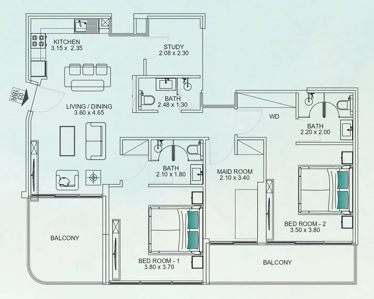 2.5 bedroom Apartments floor plan at Floarea Breeze