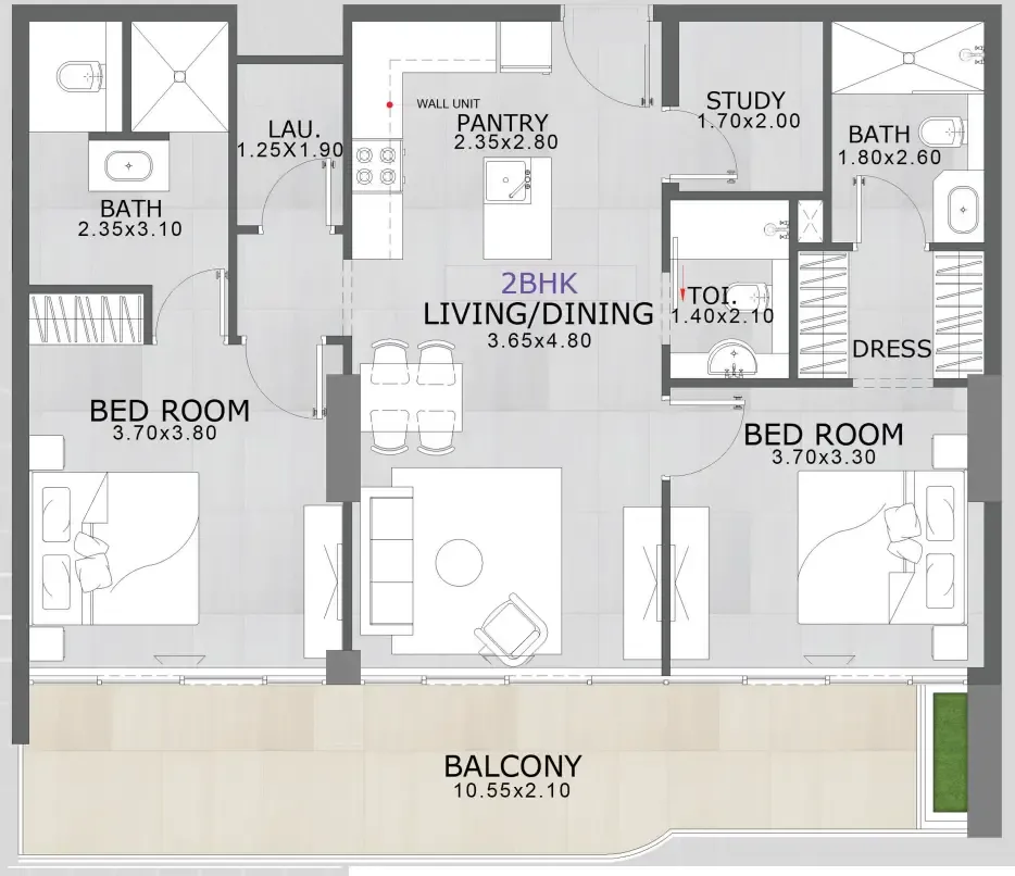 2.5 bedroom Apartments floor plan at Floarea Skies