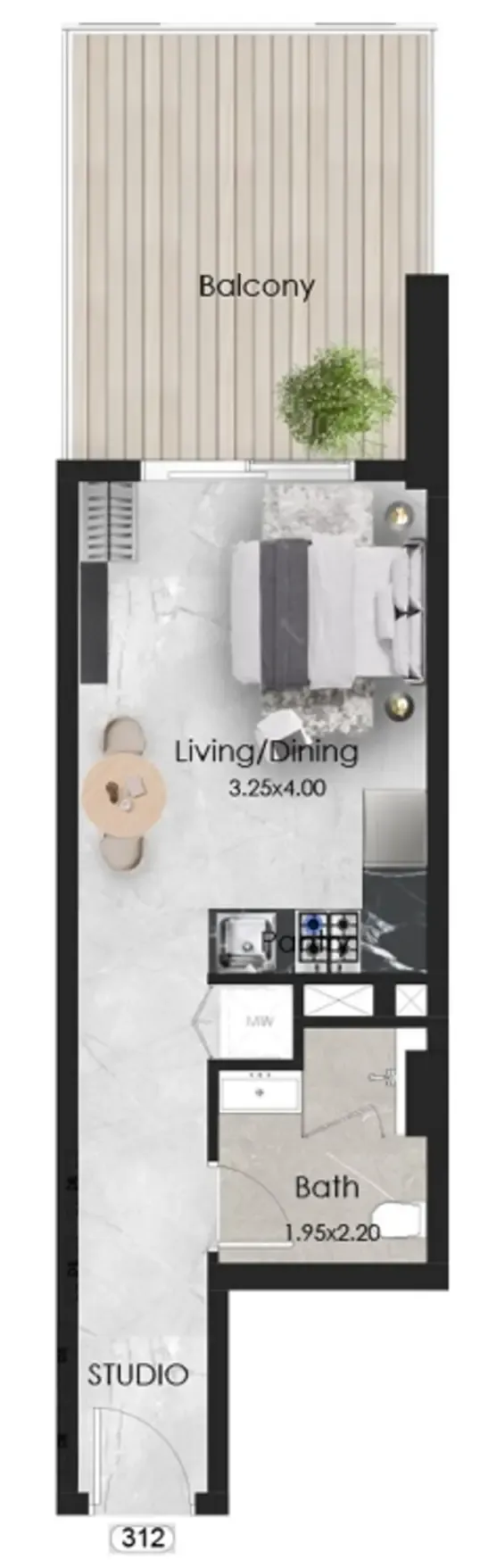 0 bedroom Apartments floor plan at Aristo