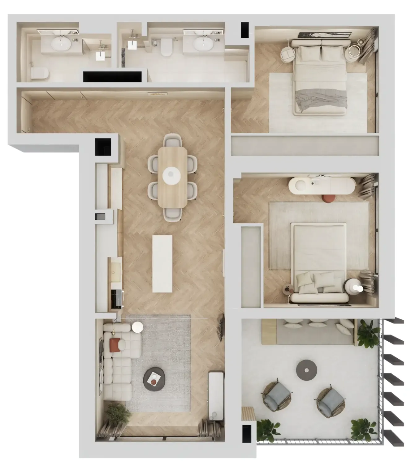 2 bedroom Apartments floor plan at Arisha Terraces