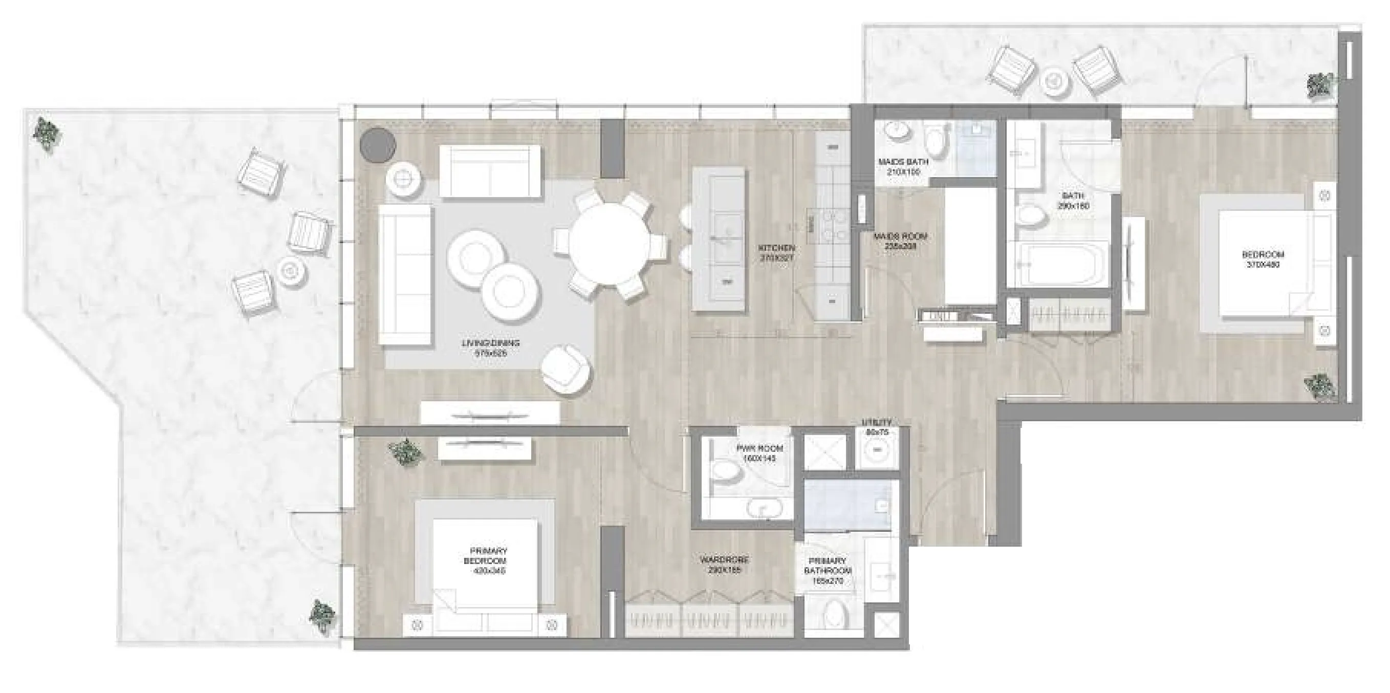2.5 bedroom Penthouse floor plan at Skai Mina