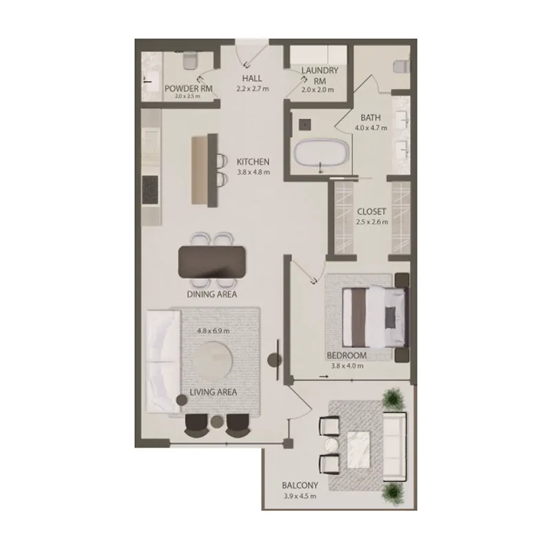 1 bedroom Apartments floor plan at Omoria Private Residences