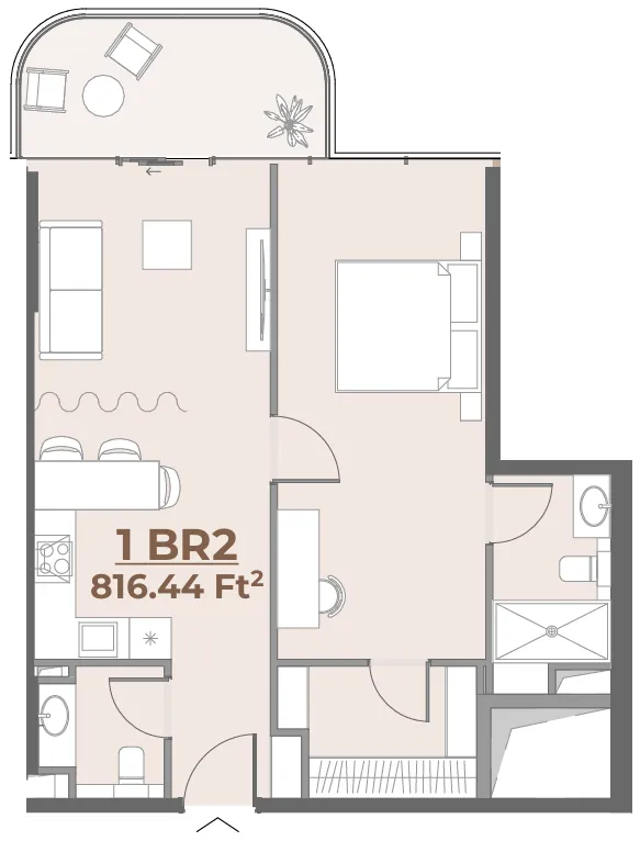 1.5 bedroom Apartments floor plan at House of WELL
