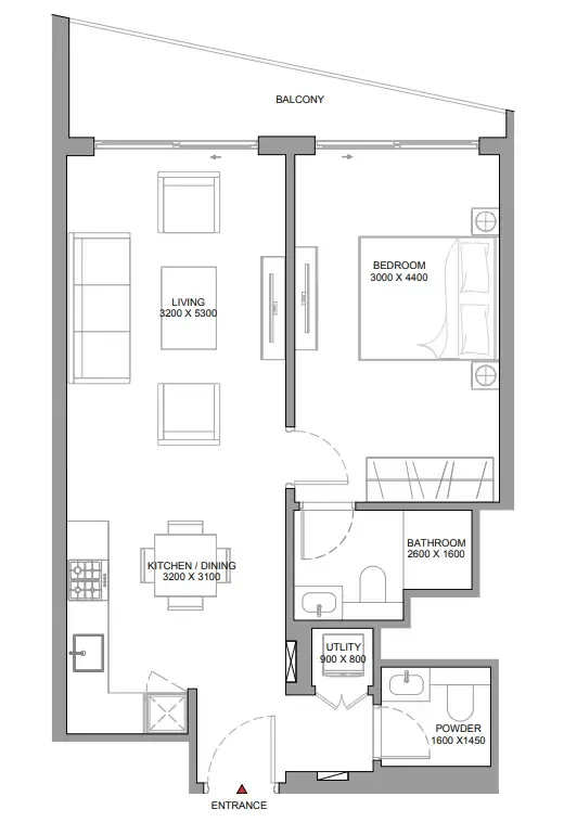 1 bedroom Apartments floor plan at The Serene at Sobha Central