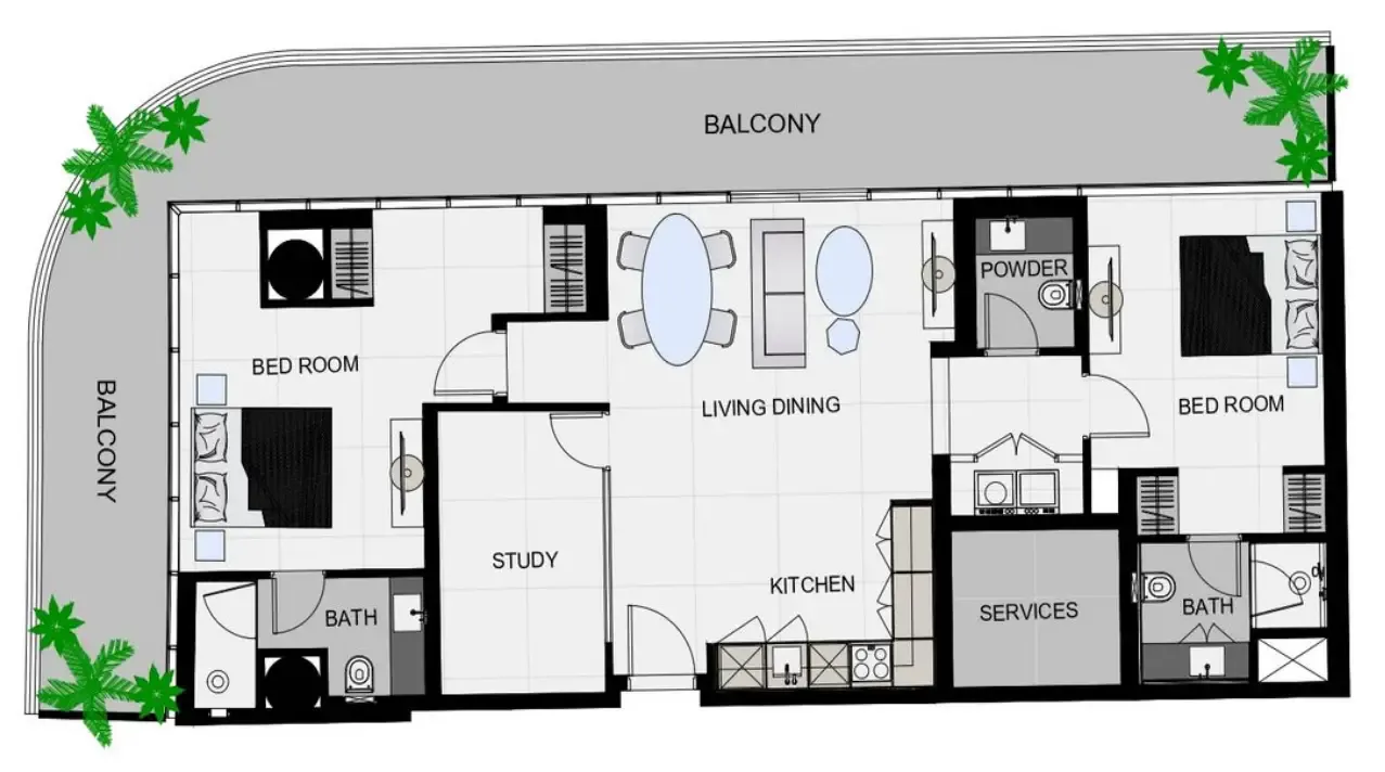 2 bedroom Apartments floor plan at The Community Sports Arena