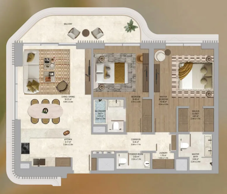 2 bedroom Apartments floor plan at The Canopies at Yas Point