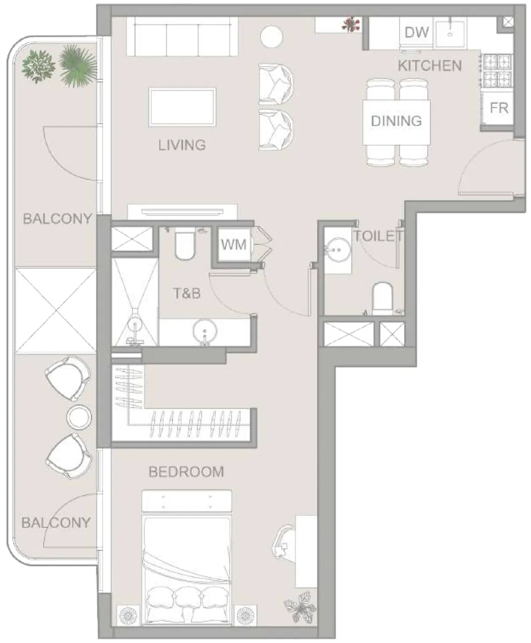 1 bedroom Apartments floor plan at TETR1S Tower