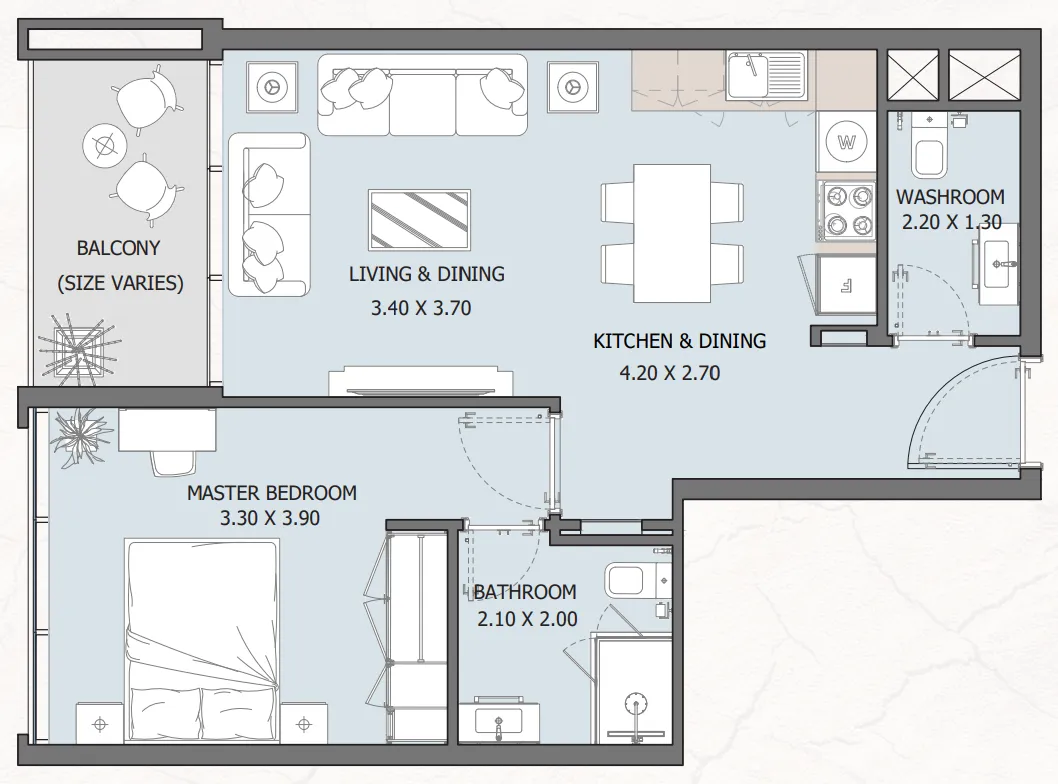 1 bedroom Apartments floor plan at Verdana Residence 2
