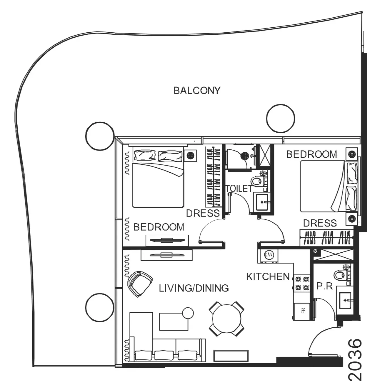 2 bedroom Apartments floor plan at The WOW Tower
