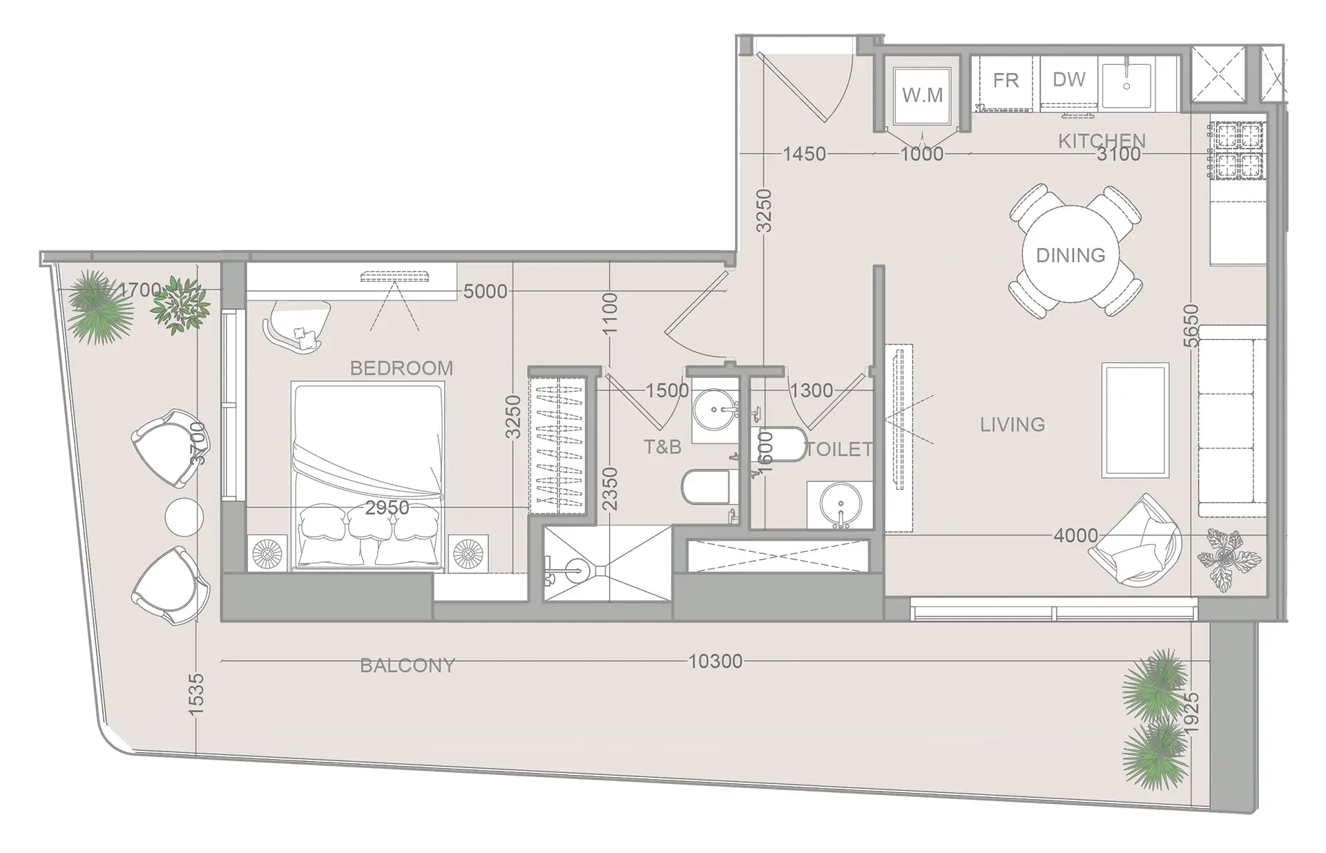 1 bedroom Apartments floor plan at ELAR1S Sky