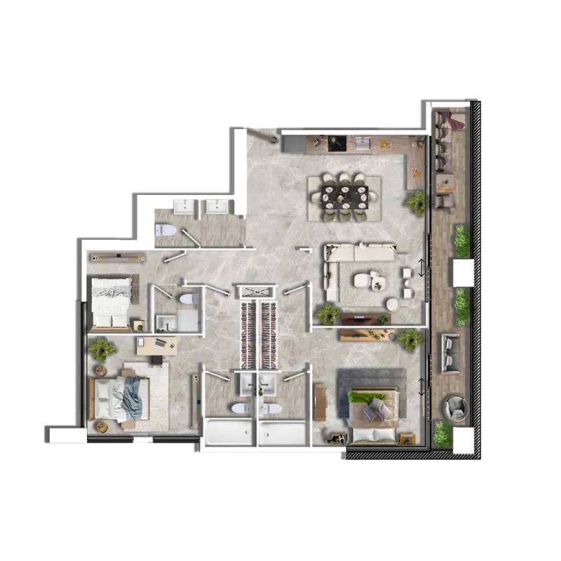 2.5 bedroom Apartments floor plan at Al Ghaf 2