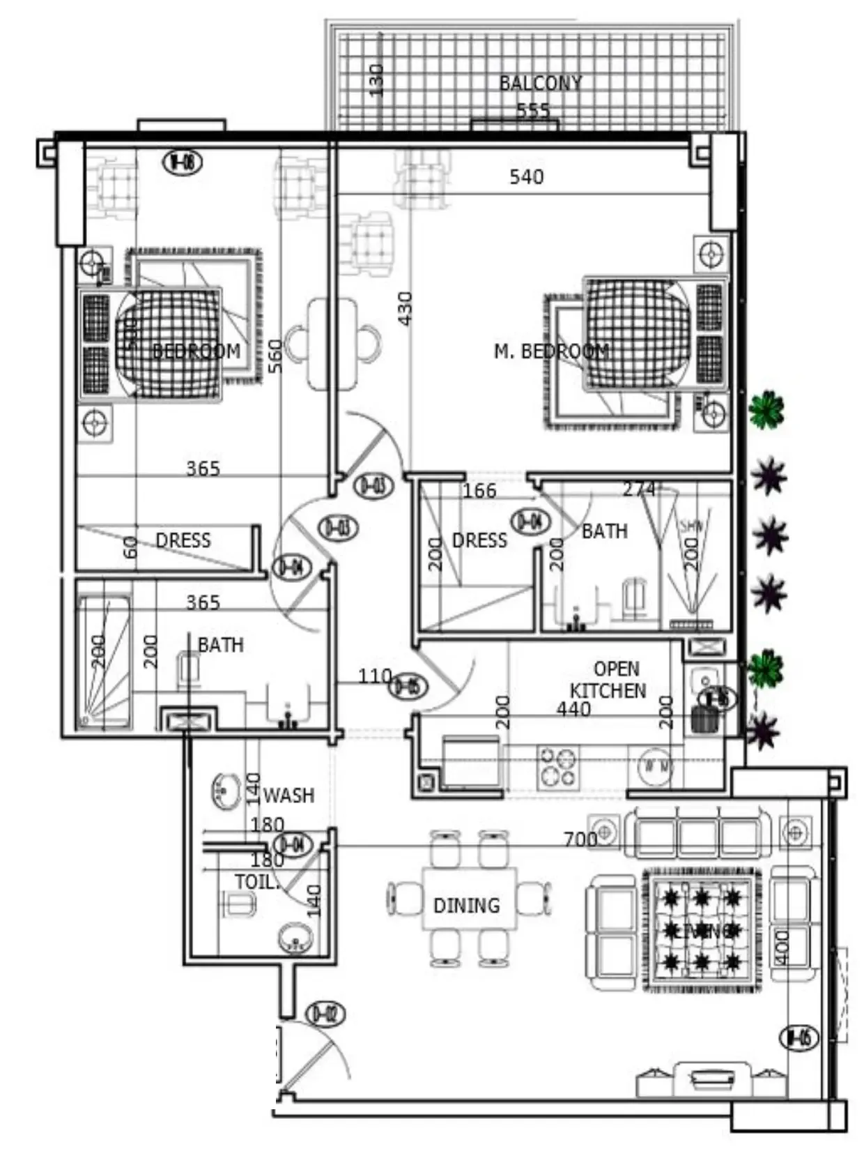 2 bedroom Apartments floor plan at Mackerel Tower