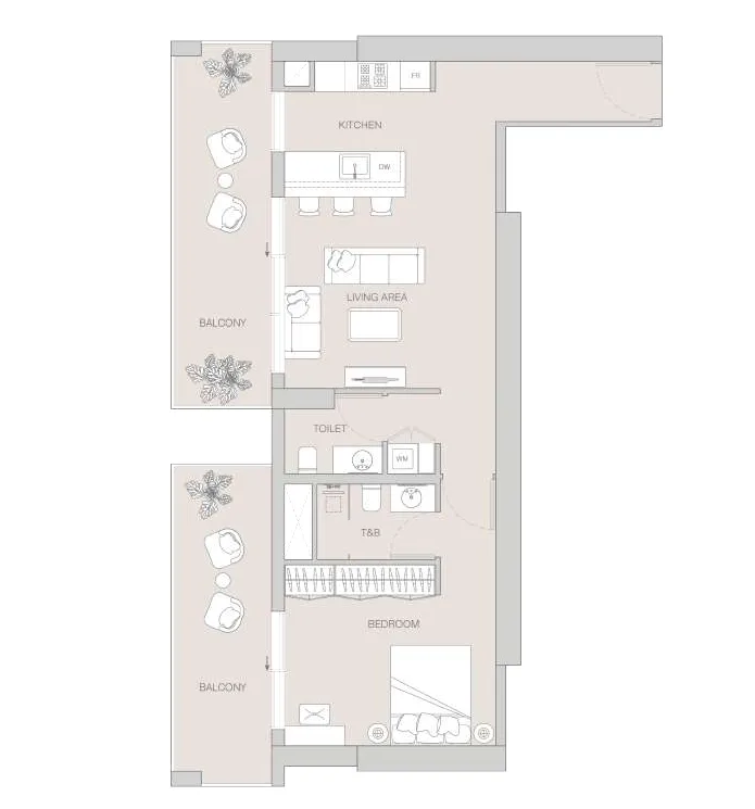 1 bedroom Apartments floor plan at W1NNER Tower