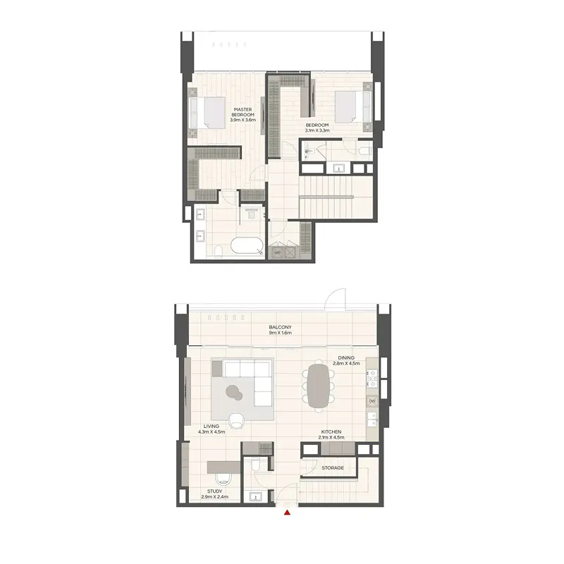 2 bedroom Townhouse floor plan at LIV Maritime