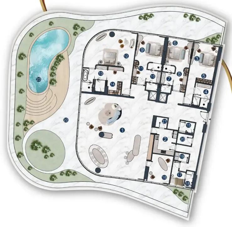 4 bedroom Penthouse floor plan at La Mazzoni