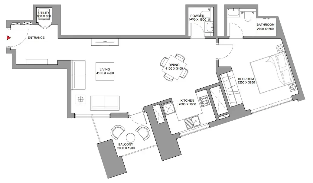 1 bedroom Apartments floor plan at Skyscape