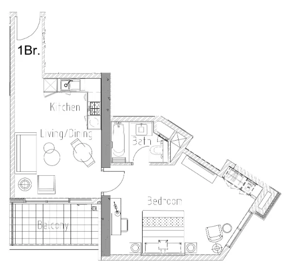 1 bedroom Apartments floor plan at Aykon City Tower