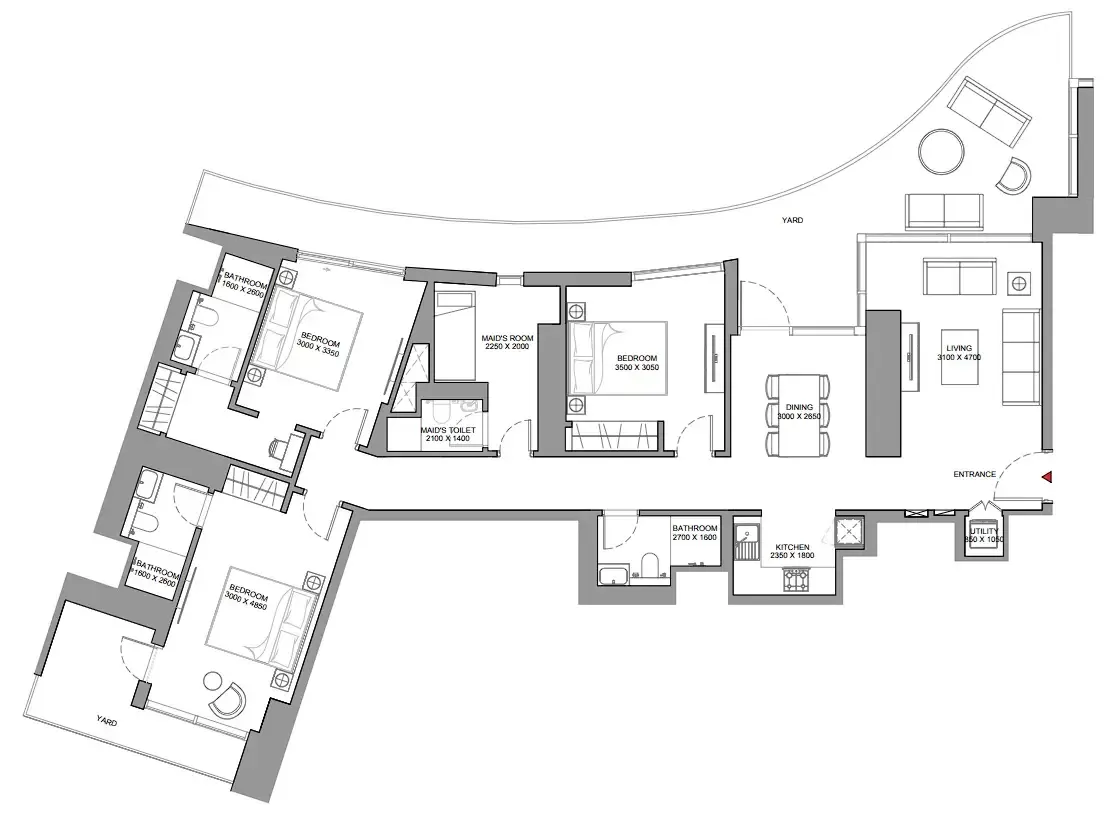 3 bedroom Apartments floor plan at Skyscape