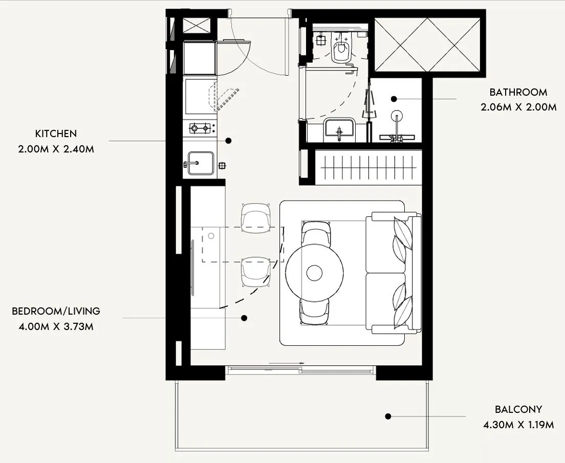0 bedroom Apartments floor plan at Azizi David