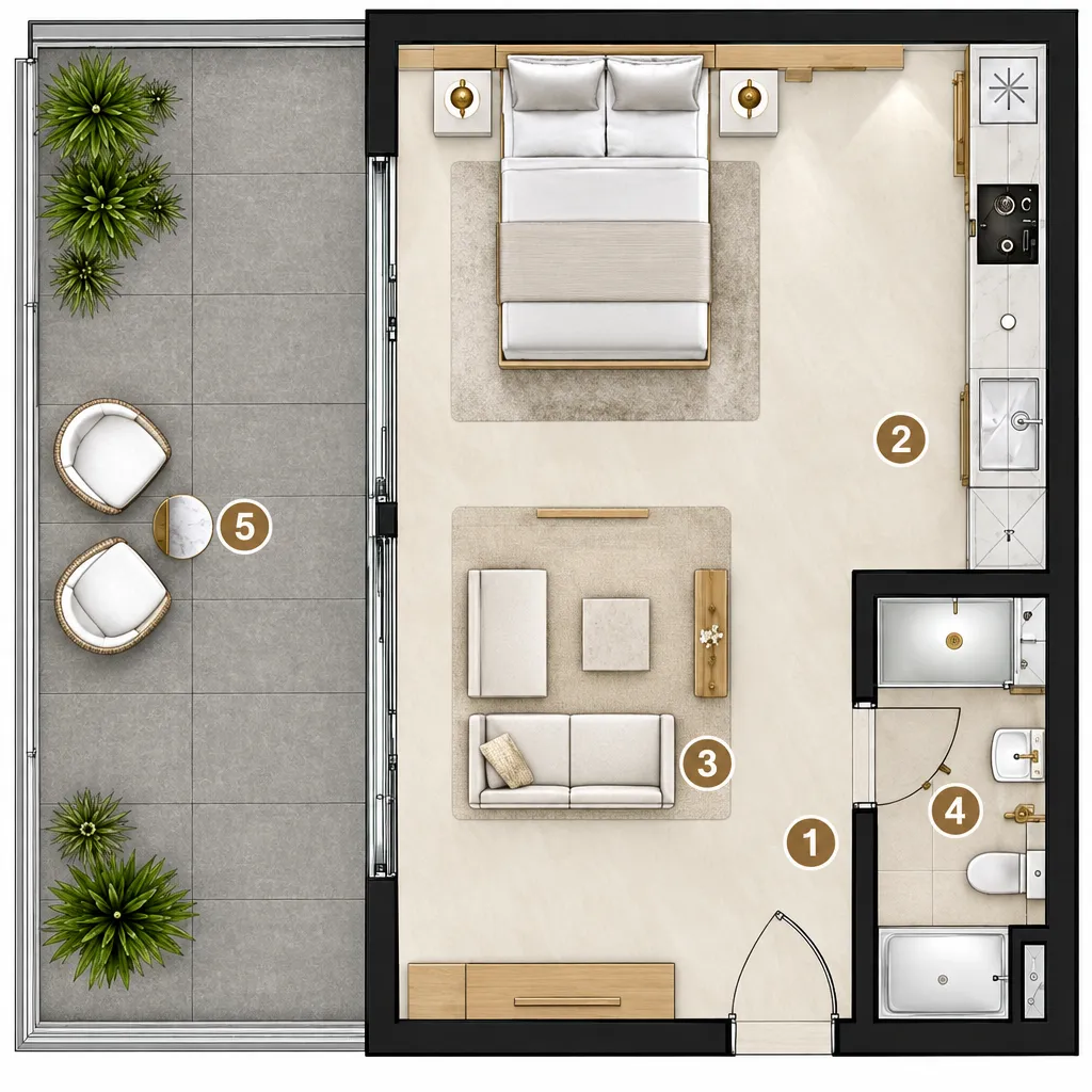 0 bedroom apartments floor plan at Lenjawi Diamond