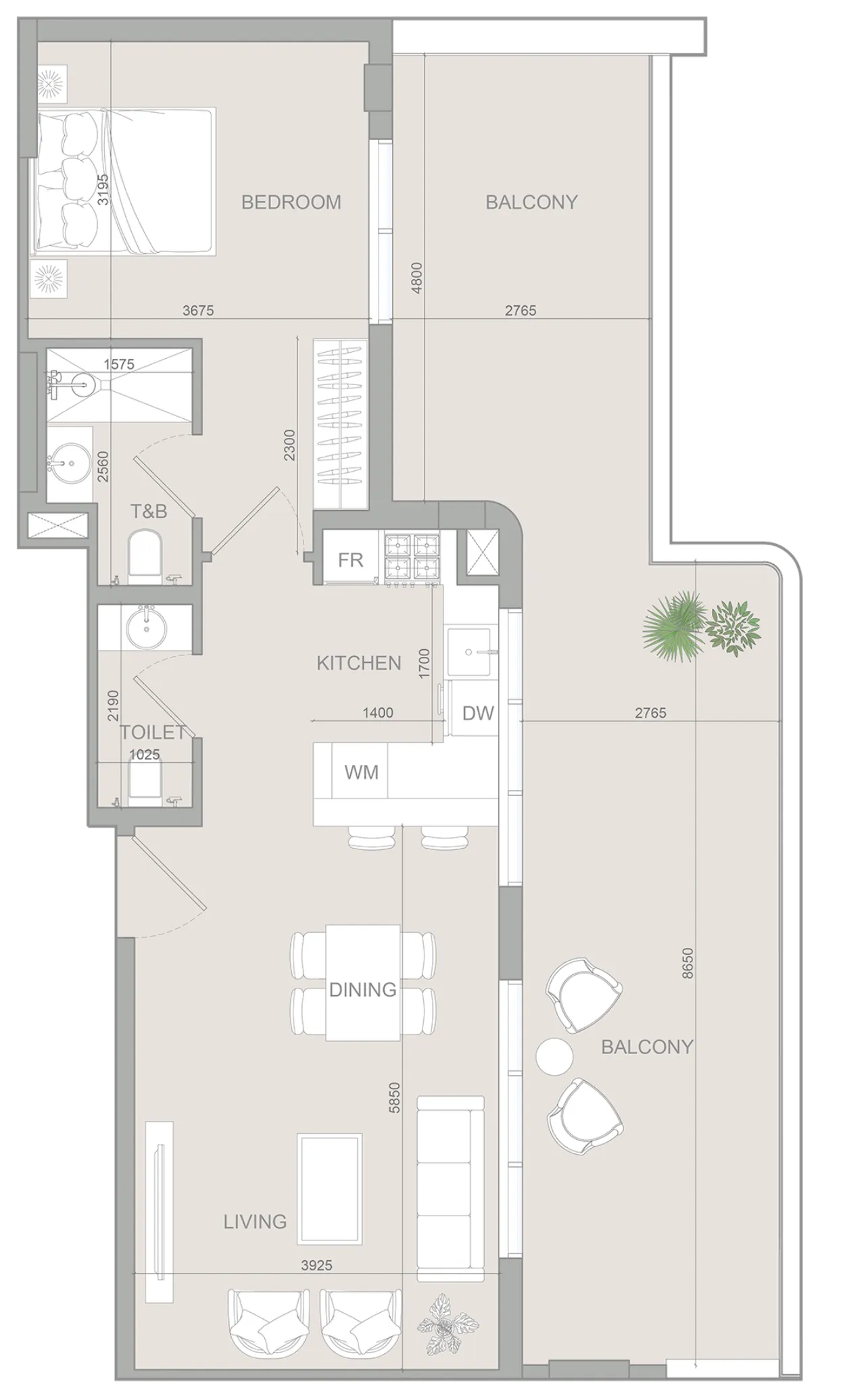1 bedroom Apartments floor plan at S1LV1ANA Park
