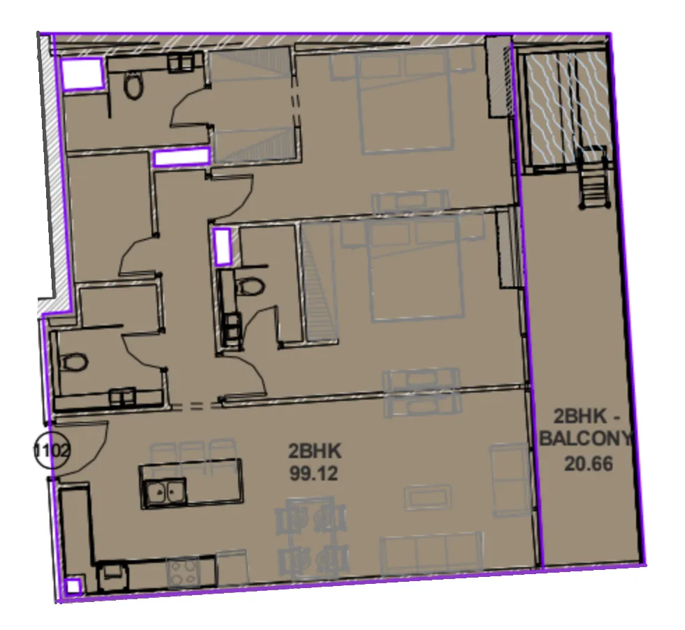 2 bedroom Apartments floor plan at Lucky Oasis Residence