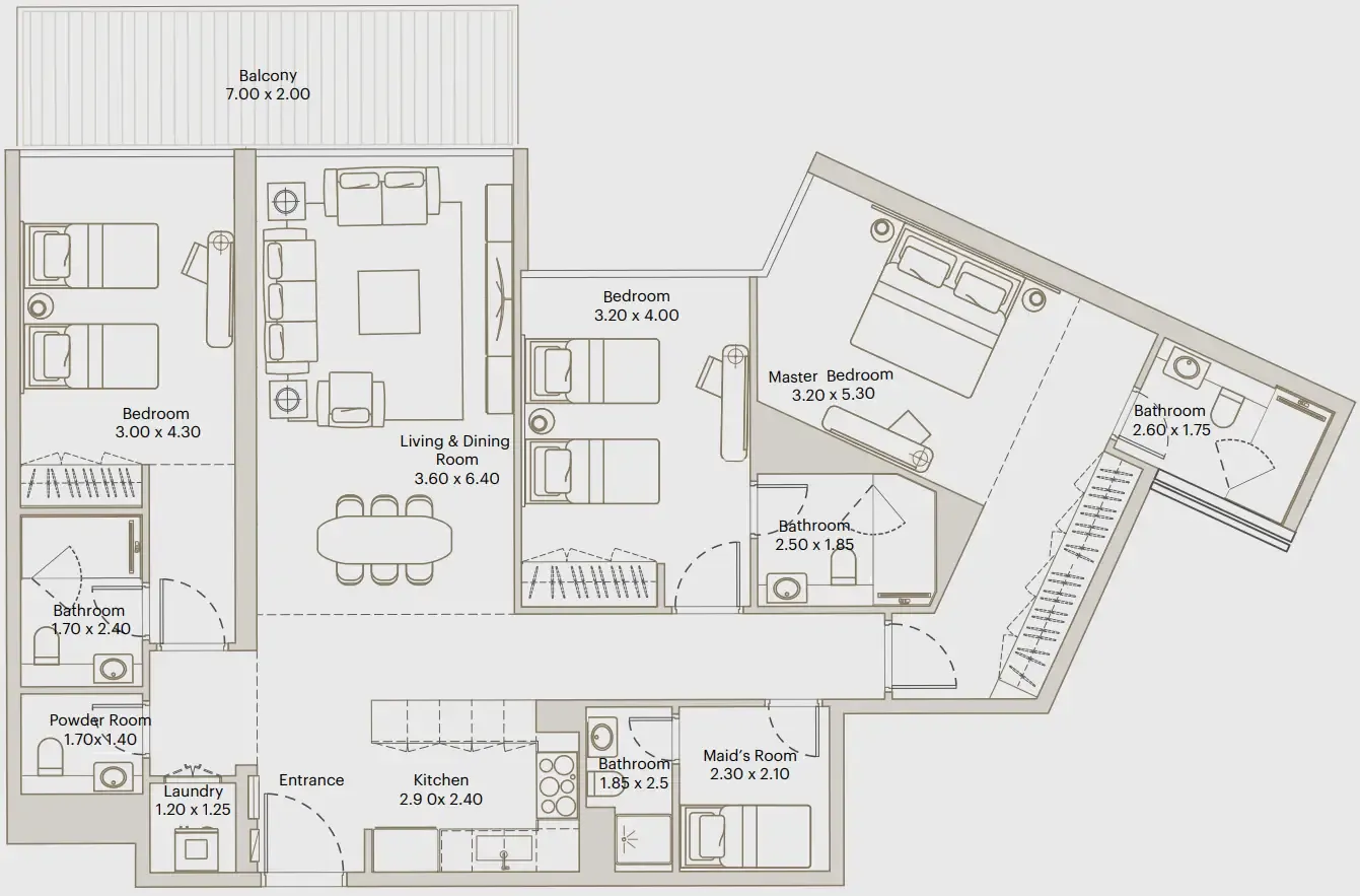 3 bedroom Apartments floor plan at Eleve