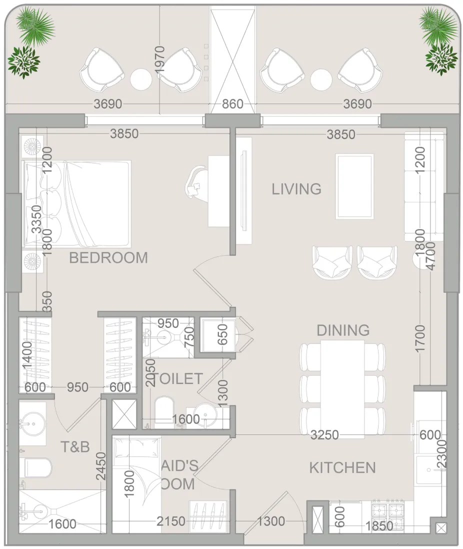 1.5 bedroom Apartments floor plan at TETR1S Tower