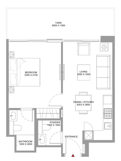 1 bedroom Apartments floor plan at Coastline Beach Residences