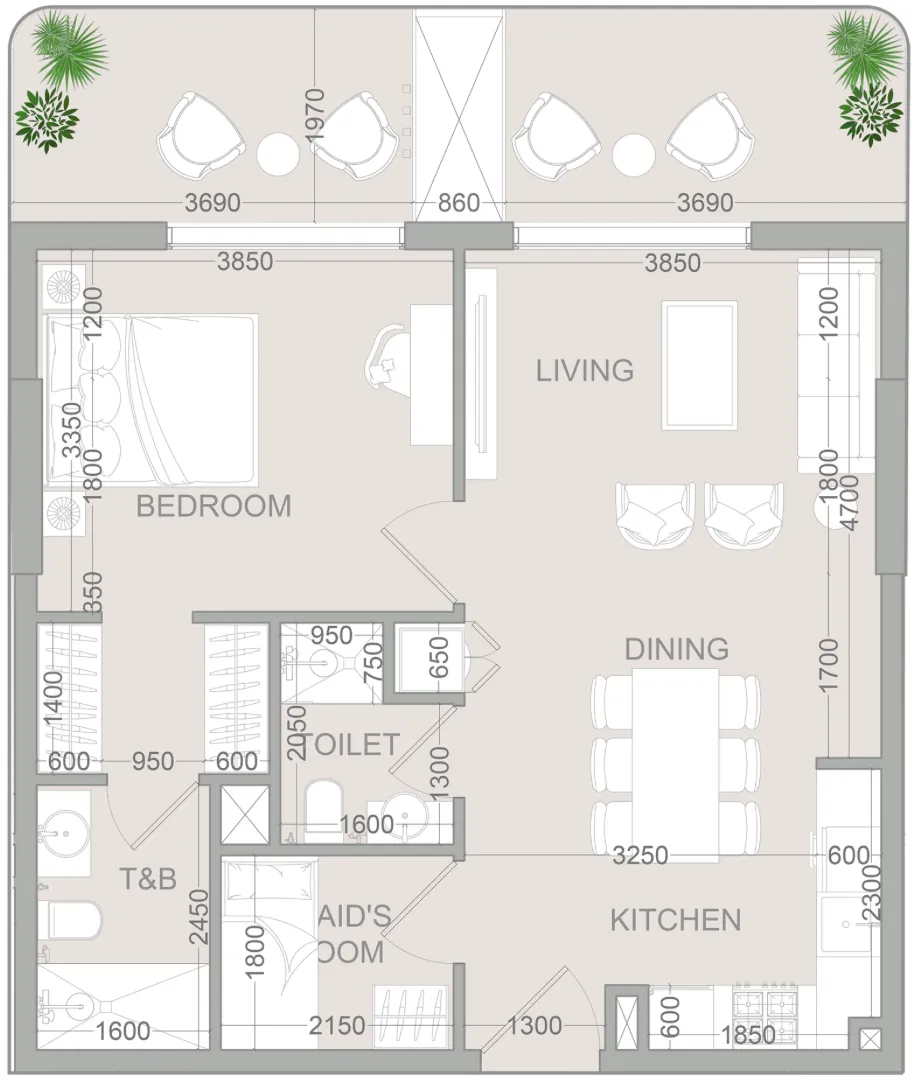 1.5 bedroom Apartments floor plan at TETR1S Tower
