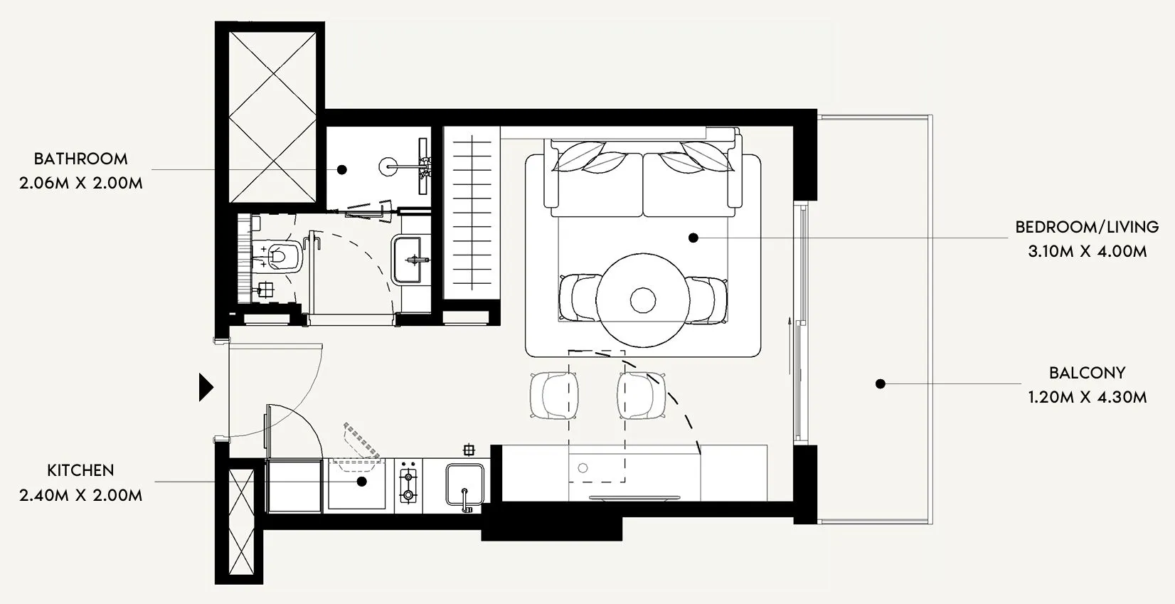 0 bedroom Apartments floor plan at Azizi David