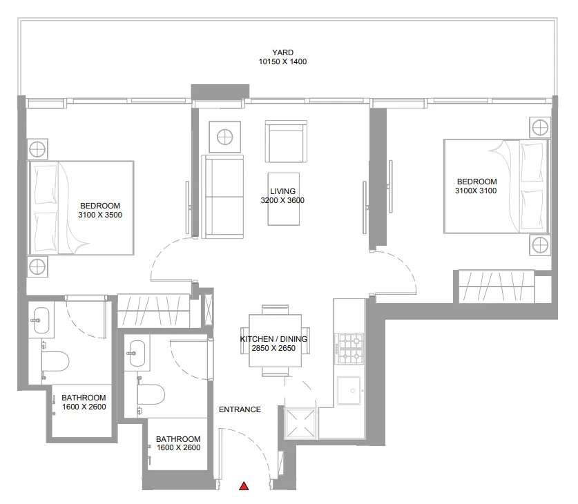 2 bedroom Apartments floor plan at Pierside Marina Residences