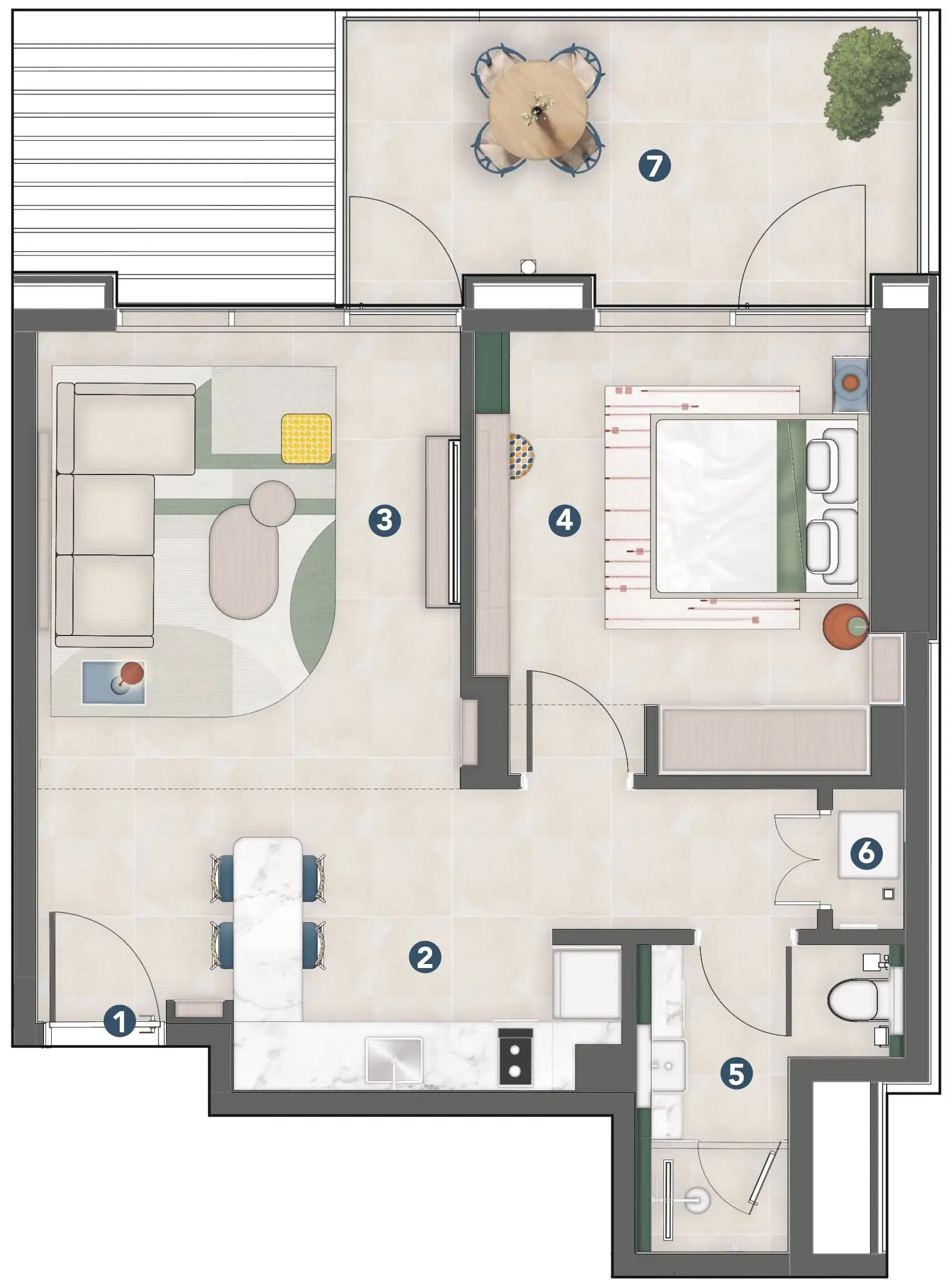 1 bedroom Apartments floor plan at Rove Home Meydan Horizon