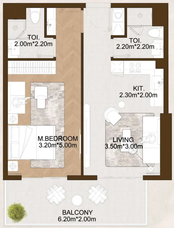 1 bedroom Apartments floor plan at Sports View 2