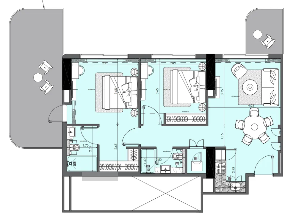 2 bedroom Apartments floor plan at Azizi Wasel