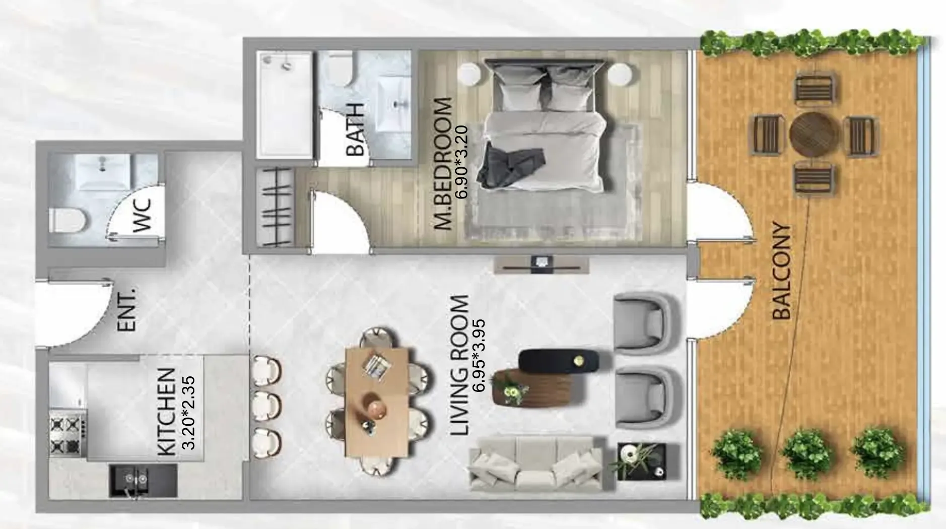1 bedroom Apartments floor plan at 311 Boulevard